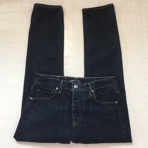 Levi's Mid Rise Made & Crafted Dark Indigo Blue Button Fly Slouchy Taper Jean 27